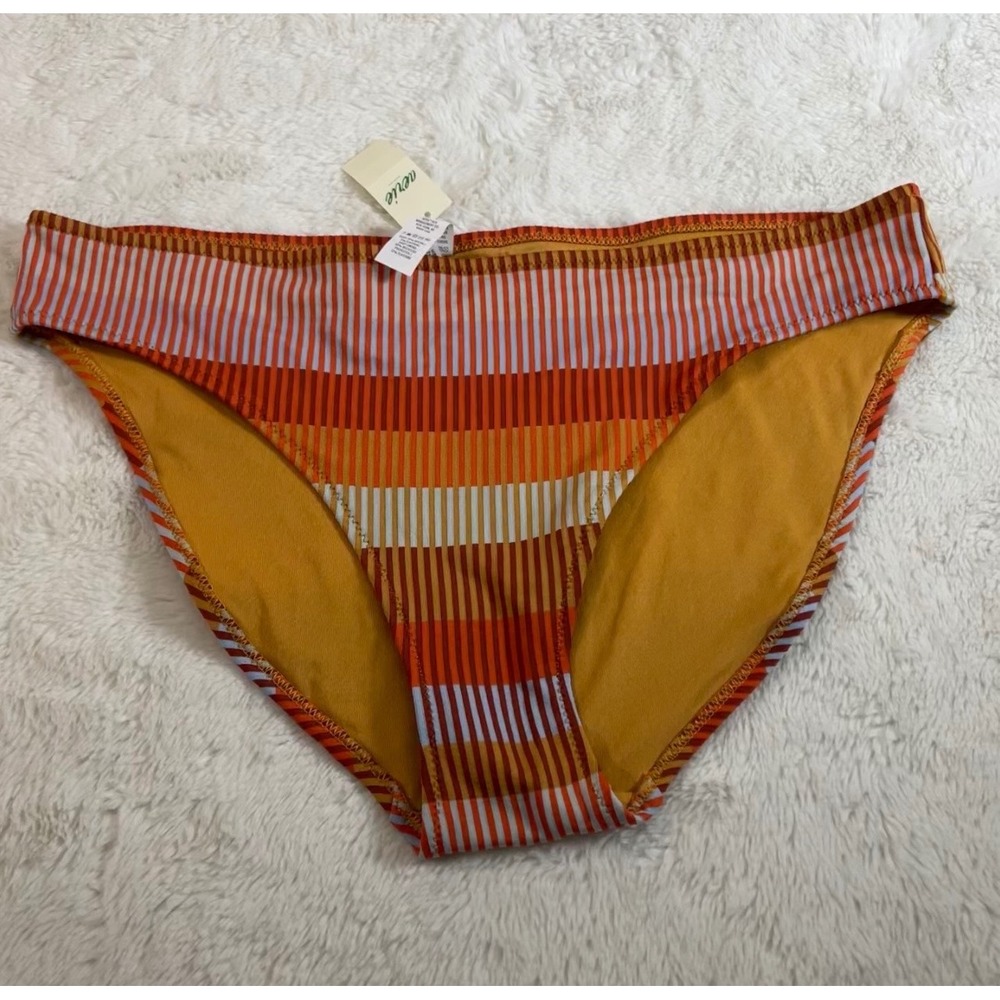 Aerie Women's Striped Ribbed Bikini Bottom Multi-Color Orange Blue Size‎ XL NWT